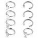 Evevil 20G Stainless Steel Mixed Nose Ring Hoops 8 PCS Nose Piercing Body Jewelry Cartilage Earrings Set, Steel Color