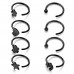 Evevil 20G Stainless Steel Mixed Nose Ring Hoops 8 PCS Nose Piercing Body Jewelry Cartilage Earrings Set, Black Color