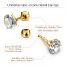 Charisma 5mm Stainless Steel Cartilage Stud Earrings For Women Screw Back Earrings Cubic Zirconia Helix Tragus Barbell Mixed Color 3 Pair Set	