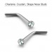 Charisma 10pcs 20G 1.8mm White Stainless Steel L Shaped Nose Rings Studs Nose Studs Bone Crystals Hypoallergenic Body Nose Piercings 
