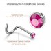 Charisma 10pcs 20G 3.0mm Colored Stainless Steel Nose Studs Bone Crystals Nose Screws Rings Curved Hypoallergenic Body Nose Piercings 